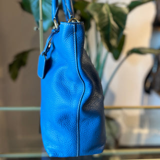 PRADA Blue Vitello Daino Leather Tote