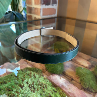 TORY BURCH Miller Crystal-Embellished Green Leather Belt Large