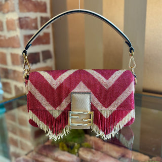 FENDI Chevron Beaded Shoulder Bag