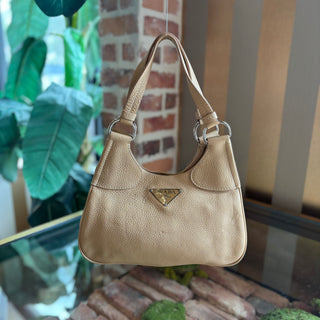 PRADA Vintage Small Vitello Beige Shoulder Bag