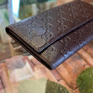 GUCCI Brown Guccissima Leather Continental Flap Snap Wallet