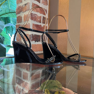 CHRISTIAN LOUBOUTIN Black Patent Leather Wedges SZ 37 (US 7)