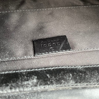 GUCCI Horsebit East-West Pochette Black GG Monogram Canvas Shoulder Bag