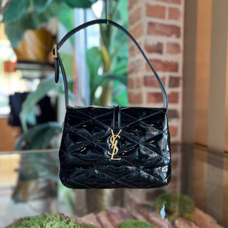 SAINT LAURENT Le 57 Black Patent Quilted Diamond Shoulder Bag
