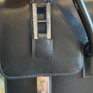 HERMES Noir Fonce Box Drag 37 Palladium Hardware Handbag