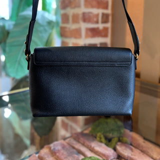 BURBERRY Note Medium Vintage Check Black Leather Crossbody Bag