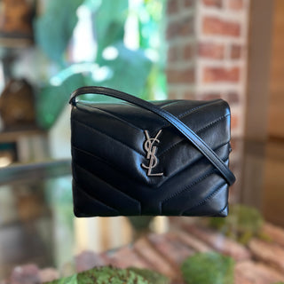 SAINT LAURENT Loulou Small Black Matelasse Calfskin Crossbody Bag