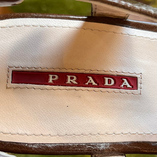 PRADA Strappy Brown Leather Cork Espadrilles SZ 38 (US 8)