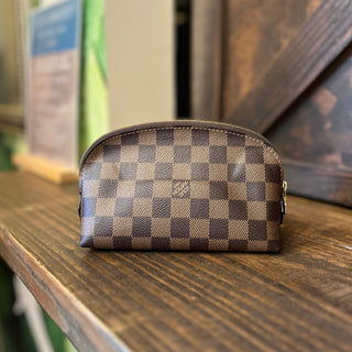 LOUIS VUITTON Cosmetic Pouch PM Damier Ebene Canvas Dome Pouch