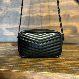 SAINT LAURENT Mini Lou Camera Bag Black Monochrome Matelassé Calfskin Leather Crossbody Bag