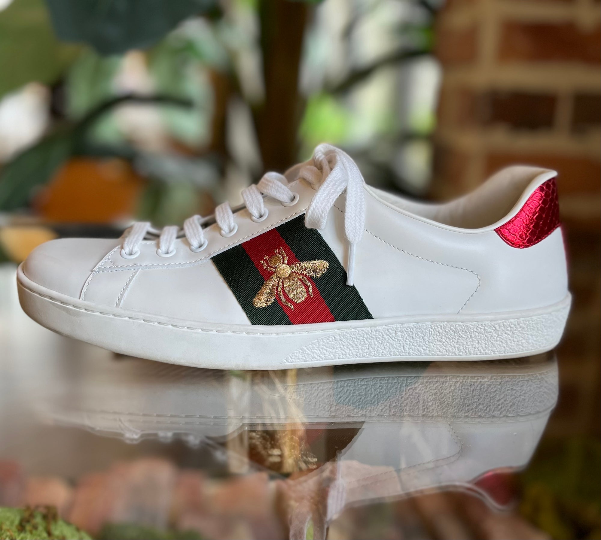 Gucci White Leather Ace Men's Sneakers SZ 8.5
