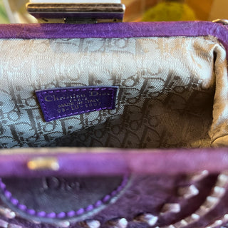 CHRISITAN DIOR Purple Plisse Lambskin Leather Clutch