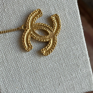 CHANEL Matte Gold-Tone Brass CC Drop Earrings