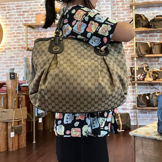 GUCCI Scarlett Beige Ebony GG Canvas Interlocking G Tote