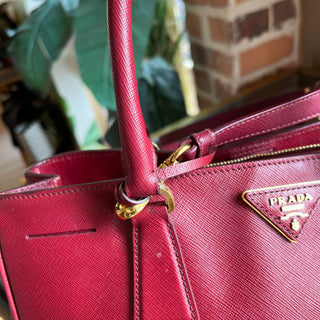 PRADA Saffiano Lux Red Leather 2-Way Tote Bag