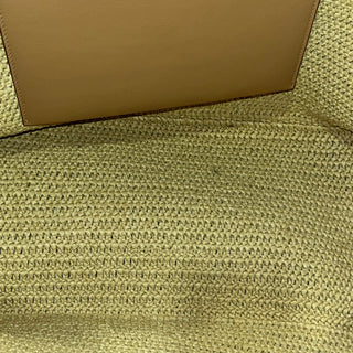SAINT LAURENT Natural Raffia Logo Tote Bag