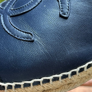 CHANEL CC Blue Leather Espadrilles SZ 36 (US 6)
