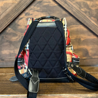 BURBERRY Large Vintage Check Graffiti Print Red Rucksack Backpack