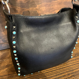 VALENTINO GARAVANI Rockstud Rolling Flip-Lock Messenger Bag Pebbled Calfskin Crossbody