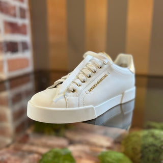 DOLCE & GABBANA White Leather Portofino Low Top Sneakers SZ 39.5 (US 9.5)