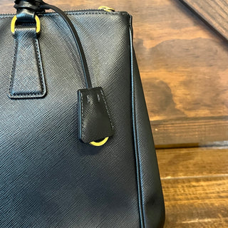 PRADA Small Black Saffiano Lux Leather Tote Bag