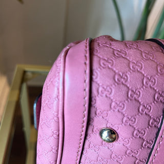 GUCCI Joy Boston Purple Guccissima Embossed Leather Satchel Bag