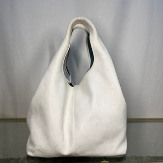 LOEWE Calle Leather White Hobo Shoulder Bag