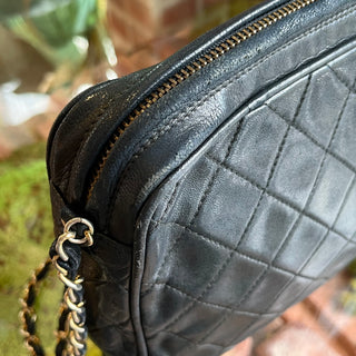 CHANEL Black Quilted Lambskin Front Pocket Tassel CC Vintage Crossbody Bag