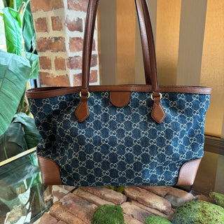 GUCCI GG Denim Ophidia Medium Tote