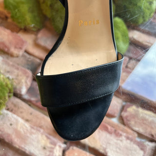 LOUBOUTIN Kid Multipoint 100 Black Leather Sandals SZ 36 (US 6)