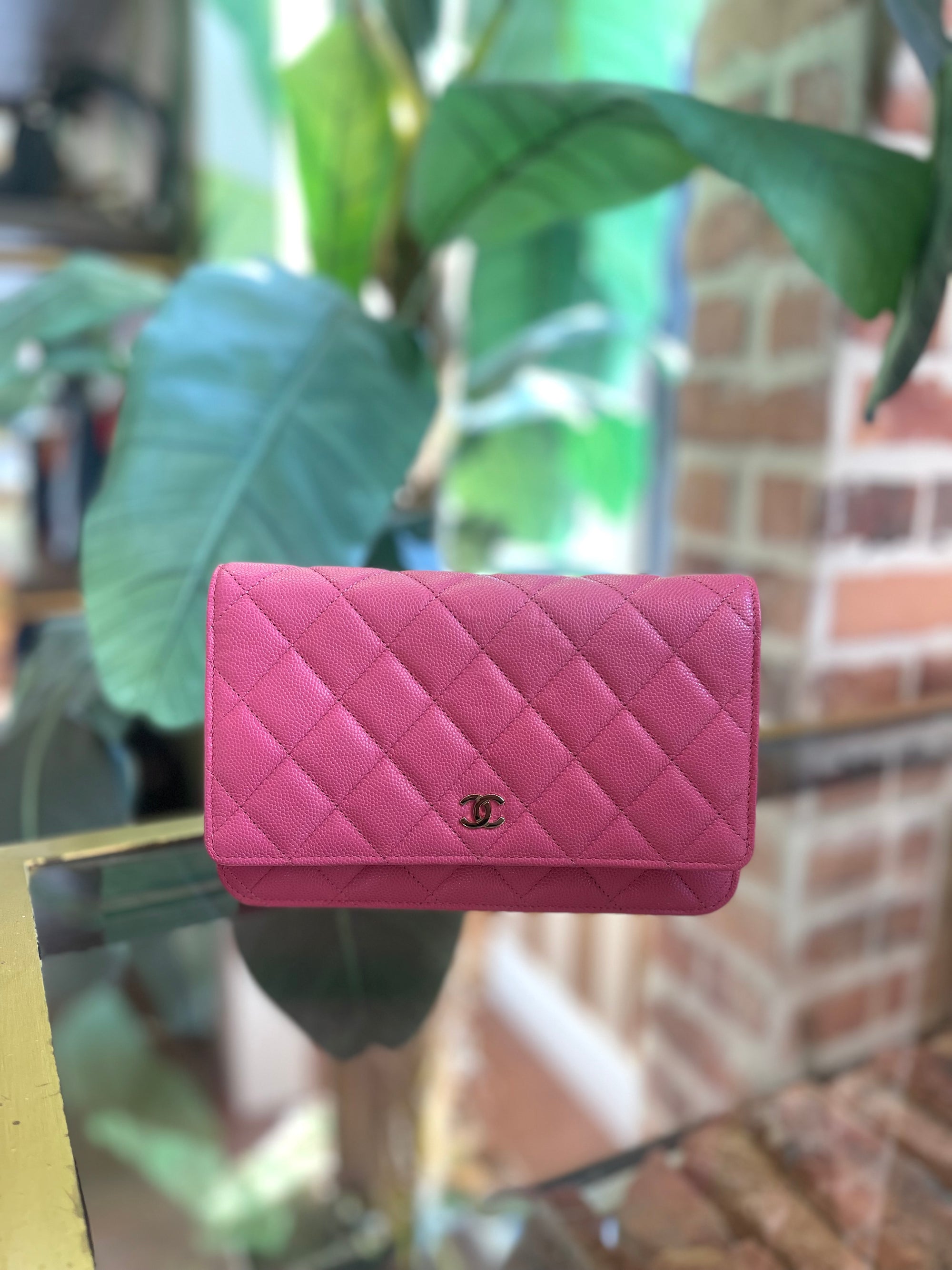 CHANEL Pink Caviar Wallet On Chain