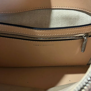 TORY BURCH Lee Radziwill Blue Double Woven Leather Tote
