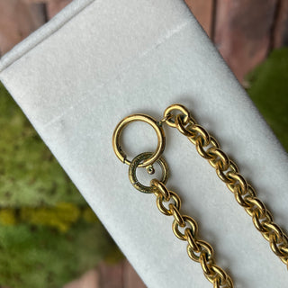 CHANEL Vintage 1994 CC Quilted Teardrop Pendant Gold-Tone Brass Necklace