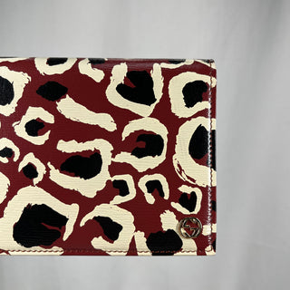 GUCCI Betty Leopard Print Red Wallet On Chain