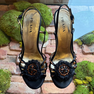 PRADA Black Satin Heels SZ 38.5 (US 8.5)