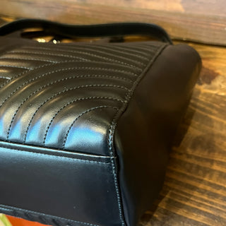 PRADA Diagramme Black Soft Calfskin Leather Impunture Tote