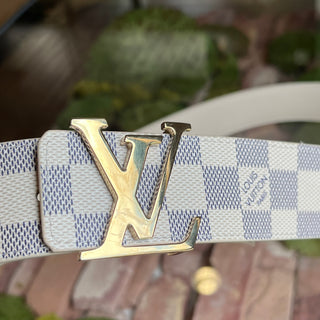 LOUIS VUITTON Initiales 40MM White Damier Azur Belt Size 100/40