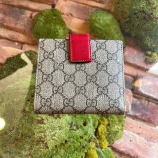GUCCI Color Block wallet Red GG Supreme Canvas Wallet