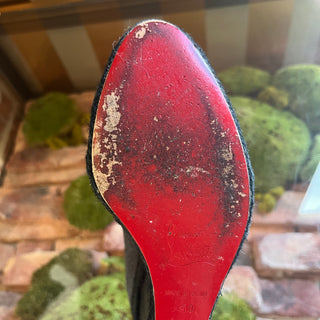 LOUBOUTIN Deroba Gray Flannel Peep Toe Espadrilles Booties SZ 40 (US 10)