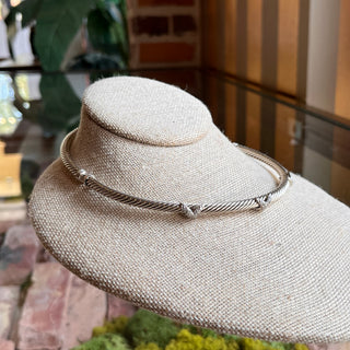 DAVID YURMAN X Station Cable Diamond Sterling Silver Choker Necklace DIA301