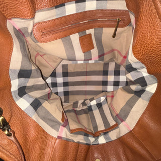 BURBERRY Leather-Trimmed Straw Tote