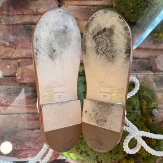 DIOR Anchor Patent Leather Cream Sandals SZ 38 (US 8)