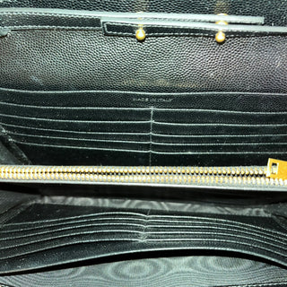 SAINT LAURENT Cassandra Black Chevron Leather Clutch