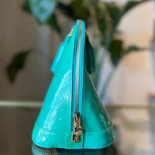 LOUIS VUITTON Monogram Vernis Alma Turquoise PM