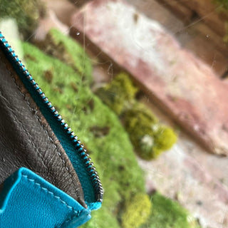 BOTTEGA VENETA Teal Intrecciato Woven Leather Card Case