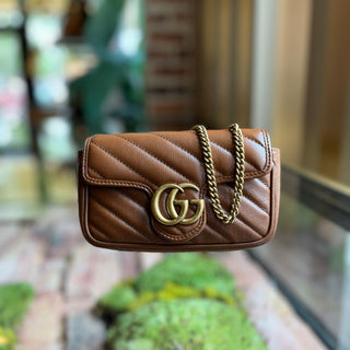 GUCCI GG Marmont Super Mini Azalea Calfskin Leather Crossbody Bag
