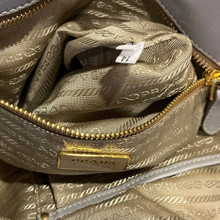 PRADA Gray Nappa Gaufre 2-Way Leather Tote Bag