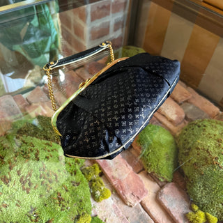LOUIS VUITTON Aumonière Mini Lin Black Satin Evening Bag