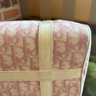 DIOR Rose Clair Coated Canvas Logo Medium Boston Bag