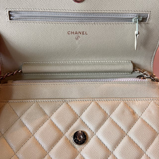 CHANEL Mint Green Quilted CC Wallet On Chain